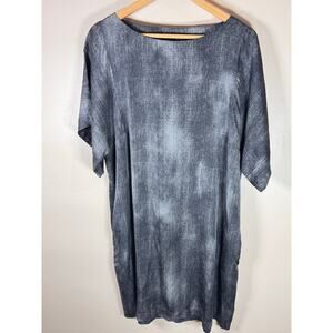 Eileen Fisher Womens Tunic Dress Top Silk Cotton Lagenlook Size L Gray